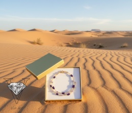 BRANSOLEKA Z HEMATYTÓW STRZAŁEK FIOLETOWYCH I KULECZEK RÓŻOWYCH