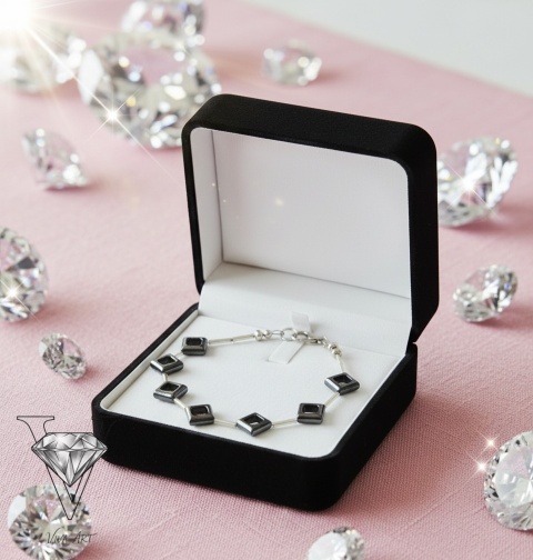 BRANSOLETKA ,,DIAMENT CIENI" Z HEMATYTÓW WYJATKOWA OD VIVA JEWELRY & ART