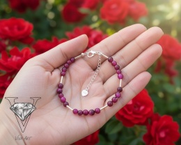 SREBRNO - CZERWONA BRANSOLETKA Z GRANATÓW I SREBRA OD VIVA JEWELRY & ART