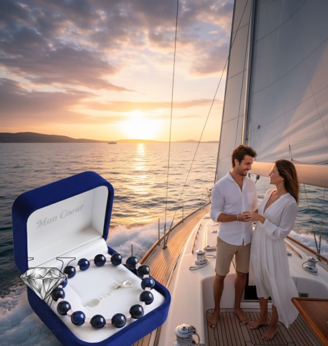 GRANATOWO RÓŻOWA BRANSOLETKA Z LAPIS LAZULI I HEMATYTU OD VIVA JEWELRY & ART