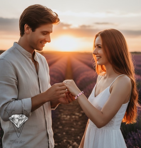 RÓŻOWA BRANSOLETKA ZE SPEKTROLITU I HEMATYTU OD VIVA JEWELRY & ART