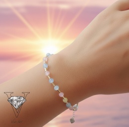 KOLOROWA BRANSOLETKA Z CHALCEDONU W FORMIE KULECZEK OD VIVA JEWELRY & ART