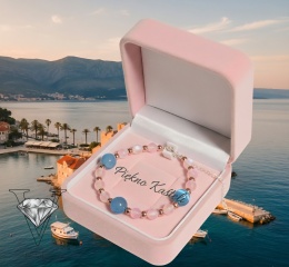 NIEBIESKO RÓŻOWA BRANSOLETKA ZE PEKTROLITU I CHALCEDONU OD VIVA JEWELRY & ART