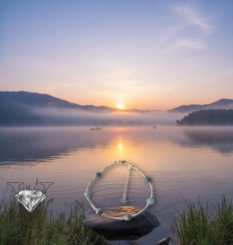 BRANSOLETKA Z AKWAMARYNU I SREBRA