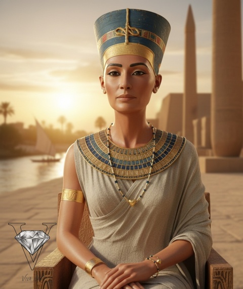 KOMPLET BIZUTERII ,,KLEJNOT NILU" NIEBIESKIE HEMATYTY I ZŁOTE SZKLANE PRZEKŁADKI