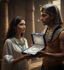 KOMPLET BIZUTERII ,,GEST FARAONA" BRANSOLETKA I NASZYJNIK AKWAMARYN NIEBIESKI I HEMATYT