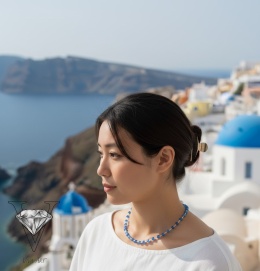 NIEBIESKI NASZYJNIK Z TOPAZU Z ZAPIĘCIEM MAGNETYCZNYM Z CYRKONIAMI OD VIVA JEWELRY & ART