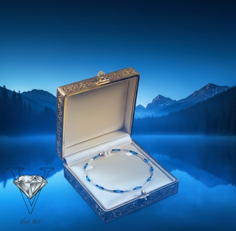 NIEBIESKI NASZYJNIK Z KAMIENIA KOCIE OKO I SREBRA OD VIVA JEWELRY & ART