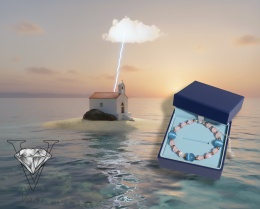 NIEBIESKO RÓŻOWY NASZYJNIK Z CHALCEDONU I SPEKTROLITU