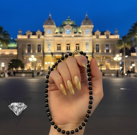 ELEGANCKI NASZYJNIK Z CHALCEDONU I SREBRA POZŁACANEGO 18K ZŁOTEM OD VIVA JEWELRY & ART