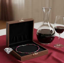 CZERWONO - SREBRNY NASZYNIK Z GRANATU I SREBRA 925 OD VIVA JEWELRY & ART