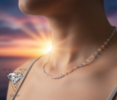 KOLOROWY NASZYJNIK Z CHALCEDONU Z ZAPIĘCIEM MAGNETYCZNYM OD VIVA JEWELRY & ART