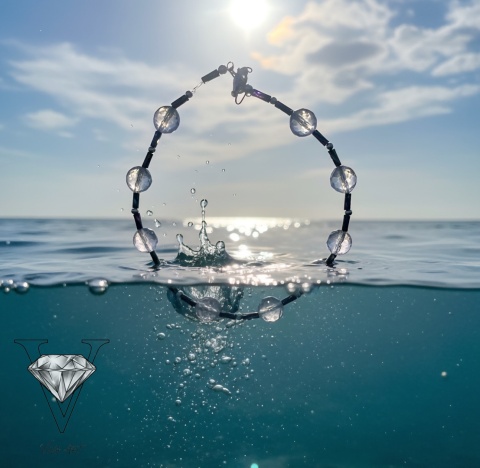 NIEBIESKO - CZARNY NASZYJNIK Z TOPAZU I SREBRA  OD VIVA JEWELRY & ART