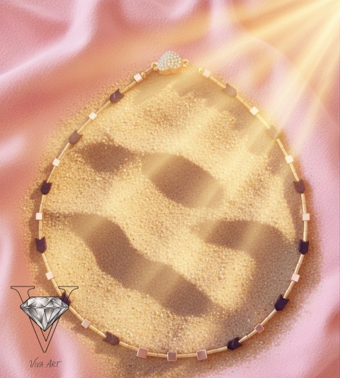 NASZYJNIK Z HEMATYTÓW STRAŁEK Z ZAPIĘCIEM MAGNETYCZNYM RÓŻOWE I ZŁOTE