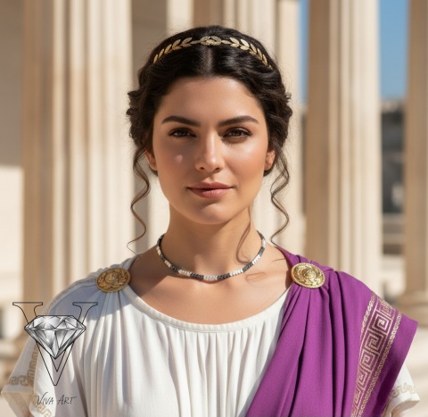 SREBRNO - CZARNY NASZYJNIK Z HEMARTYTÓW OD VIVA JEWELRY 7 ART