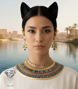 UROCZY NASZYJNIK Z PEREŁ I CZARNEGO LABRADORYTU AUTORSTWA VIVA jEWELRY & ART