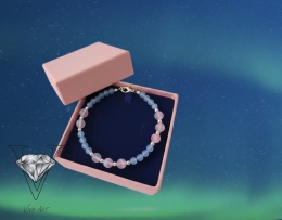 RÓŻOWO NIEBIESKI NASZYJNIK ZE SPEKTROLITU I KAMIENIA KOCIE OKO OD VIVA JEWELRY & ART