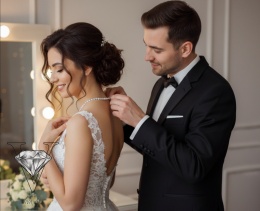 ŚLUBNY NASZYJNIK Z PRZEJRZYSTO BIAŁEGO OPALU I SREBRA OD VIVA JEWELRY & ART