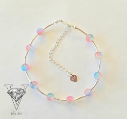 FIOLETOWA BRANSOLETKA Z BAIŁTMI KORALIKAMI DO VIVA JEWELRY & ART