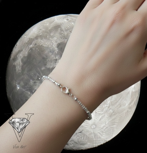 BRANSOLETKA Z HEMATYTU SREBRNEGO FASETOWANEGO