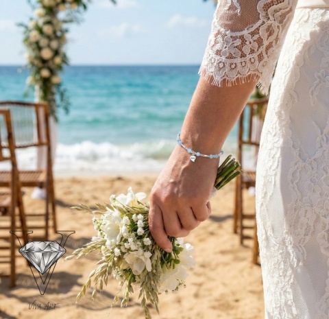 UROCZA BRANSOLETKA Z AKWAMATYNU I SREBRA OD VIVA JEWELRY & ART