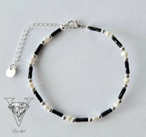 UROKLIWA BRANSOLETKA Z PEREŁEK I SREBRA 025 Z PRZEDŁUZKĄ OD VIVA JEWELRY & ART