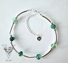 ZIELONA BRANSOLETKA Z AGATEMI SREBREM OD VIVA JEWELRY & ART