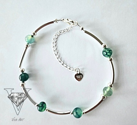 ZIELONA BRANSOLETKA Z AGATEMI SREBREM OD VIVA JEWELRY & ART