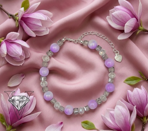 RÓŻOWA BRANSOLETKA W KWIATACH MAGNOLII