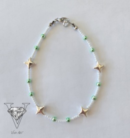 BRANSOLETKA MAGIA GWIAZDKI Z HEMATYTÓW ZIELONYCH I SREBRNYCH