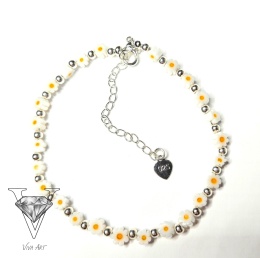 KWIATOWA BRANSOLETKA Z KORALIKÓW AKRYLOWYCH I SREBRA OD VIVA JEWLRY & ART