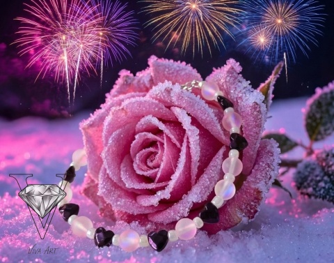 RÓŻOWA BRANSOLETKA ZE SPEKTROLITU I HEMATYTU OD VIVA JEWELRY