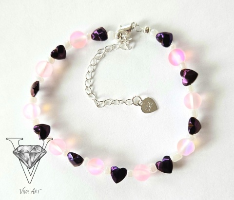 RÓŻOWA BRANSOLETKA UROCZA SERDUSZKOWA OD VIVA JEWELRY