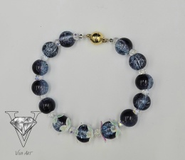 NIEBIESKA BRANSOLETKA ZE SZKLANYMI PRZEKŁADKAMI OD VIVA JEWELRY