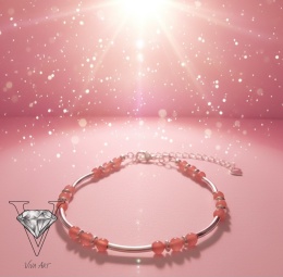 BRANSOLETKA Z CHALCEDONU I SREBRA ZAPIĘCIEM KARABIŃCZYK Z PRZEDŁUŻKĄ