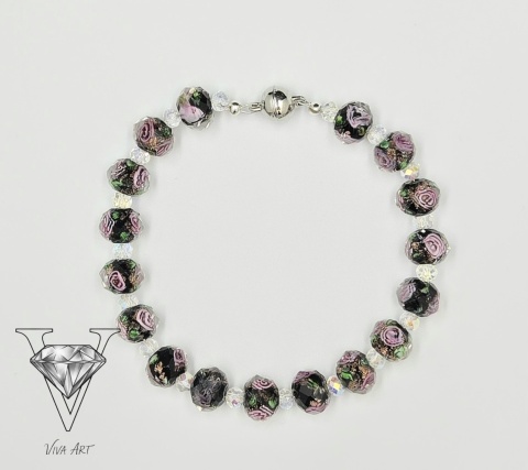 UROCZA BRANSOLETKA Z KORALIKÓW Z RÓŻAMI OD VIVA JEWELRY