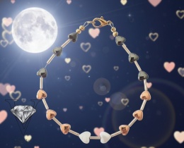 BRANSOLETKA Z HEMATYTOWYCH SERC W KOLORZE RÓŻOWYM I CZARNYM