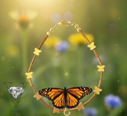 BRANSOLETKA Z HEMATYTÓW ZŁOTYCH W KSZTAŁCIE MOTYLI