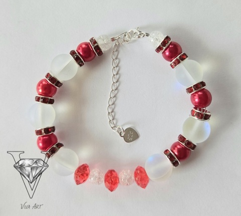 CZERWONO PRZEJRZYSTA BRANSOLETKA OD VIVA JEWELRY