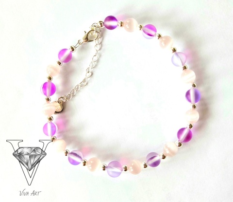 FIOLETOWO RÓŻOWA BRANSOLETKA Z PREDŁUŻKĄ OD VIVA JEWELRY & ART