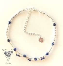 BRANSOLETKA ZIMOWY BŁĘKIT - NATURALNY LAPIS LAZULI I SREBRO 925 - UNIKATOWA BIŻUTERIA HANDMADE