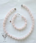 KOMPLET NASZYJNIK I BRANSOLETKA Z RÓŻOWEGO OBSIDIANU I PEREŁ OD VIVA JEWELRY & ART