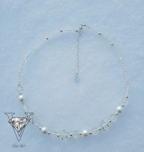 PONADCZASOWY NASZYJNIK Z PEREŁ, SREBRA I KRYSZTAŁU GÓRSKIEGO