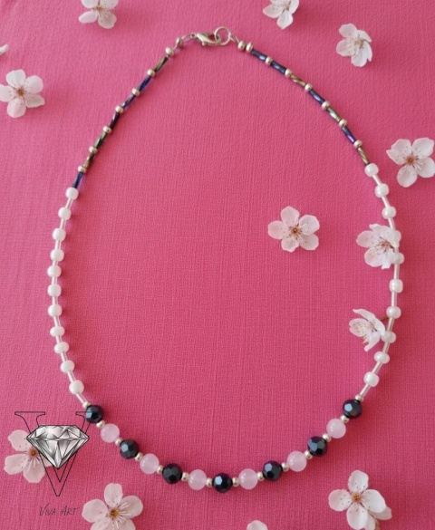 NASZYJNIK Z HEMATYTÓW I SREBRA