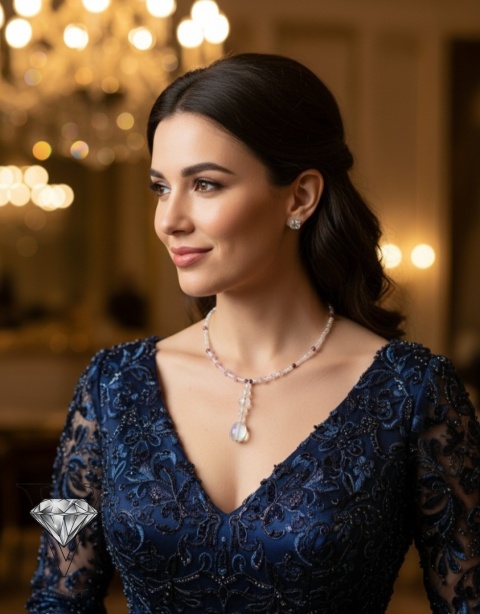 NASZYJNIK Z NATURALNYMI RUBINAMI Z KRYSZTAŁEMGÓRSKIM