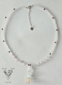 NATURAL RUBY & ROCK CRYSTAL NECKLACE 925 STERLING SILVER
