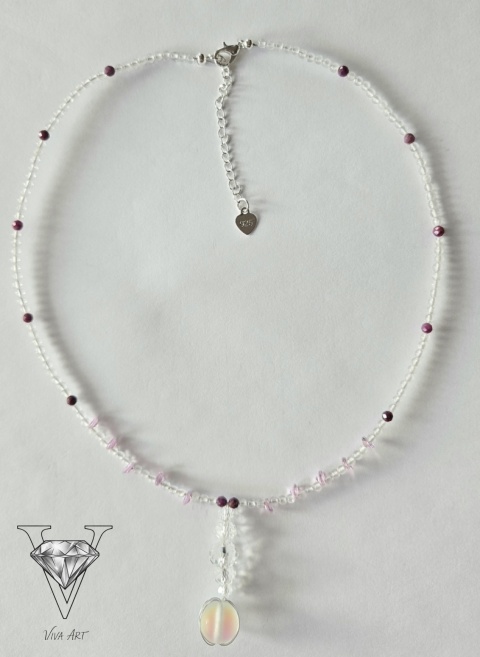 NATURAL RUBY & ROCK CRYSTAL NECKLACE 925 STERLING SILVER