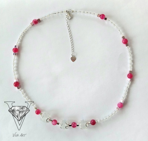 RÓŻOWY NASZYJNIK ZE SPEKTROLITU I SREBRA OD VIVA JEWELRY