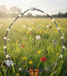 NASZYJNIK Z HAMATYTÓW W KSZTAŁCIE MOTYLI W KOLORZE SREBRNYM