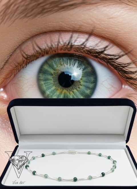 NASZYJNIK Z AGATÓW I SREBRA ZIELONY I SREBRNY OD VIVA JEWELRY & ART